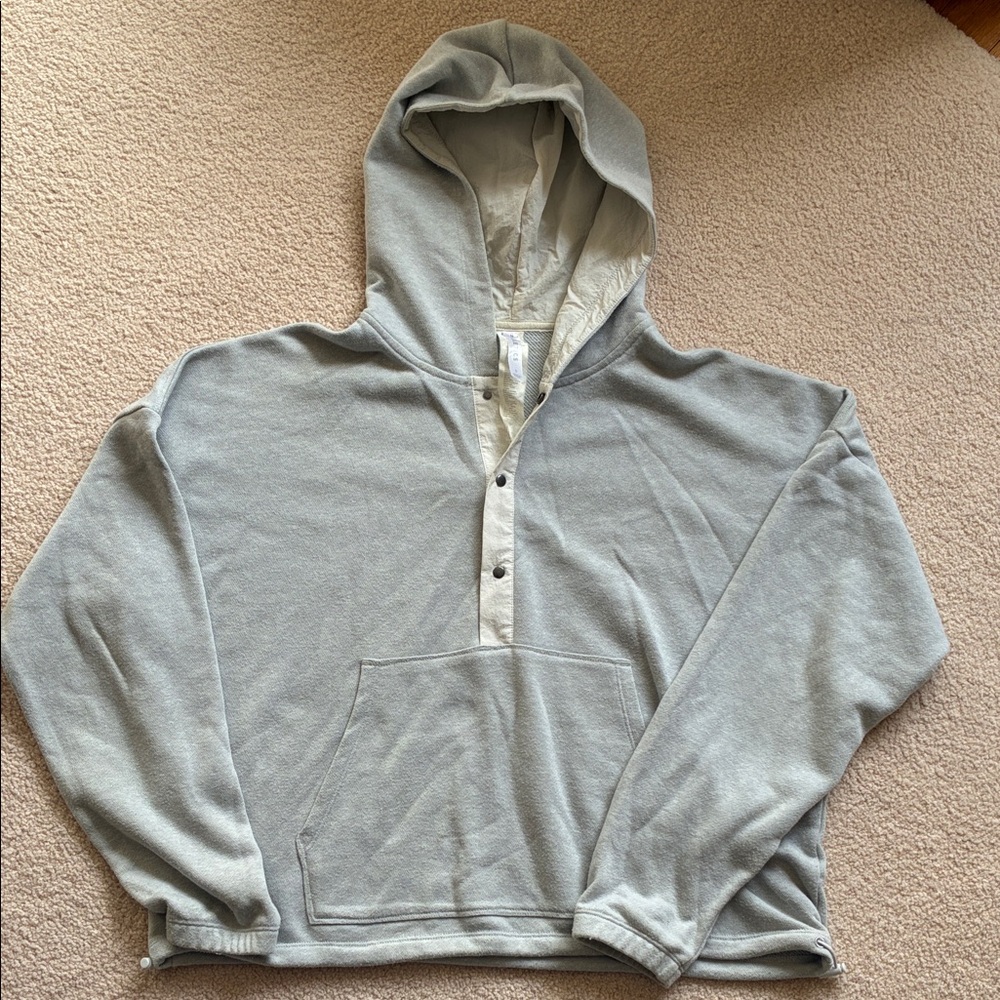 Fabletics Gray and White Hooded Sweatshirt